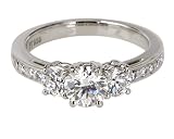 Platinum Round 3-Stone Diamond Ring (GIA Certified 0.73 ct center, 1.49 cttw, E Color, VS1 Clarity), Size 6