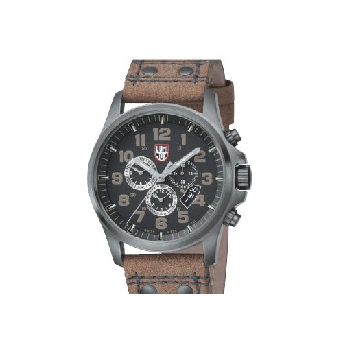 Luminox Men's Atacama Field Chronograph 1893 Brown Leather Quartz Watch with Black Dial