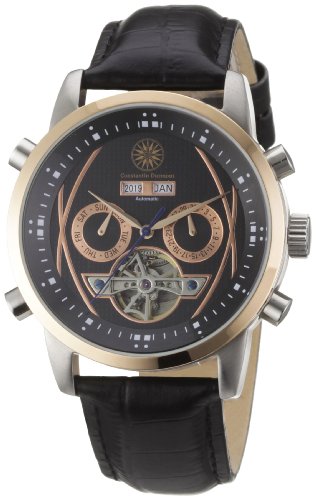 Constantin Durmont Herren-Armbanduhr XL Boussole Analog Automatik Leder CD-BOUS-AT-LT-STRG-BK