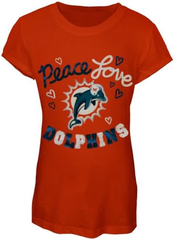 Miami Dolphins - Peace Love Girls Youth T-Shirt Orange 8-10