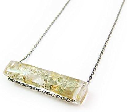 Terrarium Resin Side Bar Necklace Nature Necklace Eco Resin Terrarium Necklace Science Jewelry Minimal Jewelry Geometric Jewelry
