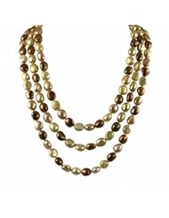 14K 9-10 dyed multi color chocolate baroque freshwater cultured pearl necklace, 60"