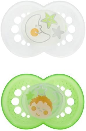 Mam Night Bpa Free Silicone Pacifier, 6 Months, Colors May Vary (Pack of 4)