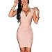 Meilun Women/'s Rayon Sexy V-neck Party Clubwear Bandage Dress,Beige S