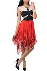 Sexy Floral Print Polyester Asymmetric Party Dress 