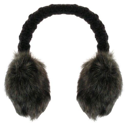 Capelli New York Striped Distressed Faux Fur Earmuffs