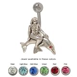Mermaid Dolphin Belly Ring Surgical Steel with Jewel - TU260