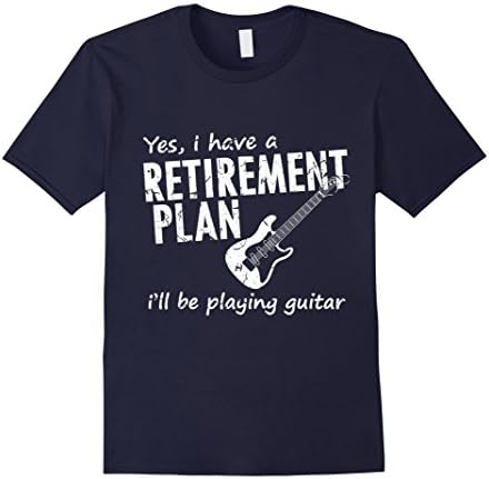 Men's Yes I Have A Retirement Plan I'll Be Playing Guitar T-shirt Large Navy