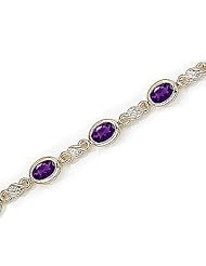 14kt Yellow Gold Oval Amethyst and Diamond Bracelet
