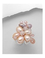 Peach (Natural) Fresh Water Pearl Ring In White Base