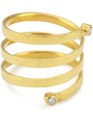 GURHAN "Spring" 2 White Diamonds High Karat Gold Coil Ring, Size 7