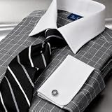 Glen Plaid White Collar Dress Shirt