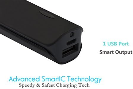 Headfore 3000mAh Lipstick-Sized Portable Charger External Battery Power Bank with SmartIC Technology for iPhone, Samsung, HTC and More - Black