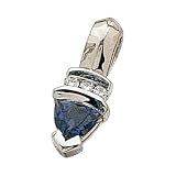 14Kt White Gold Stylish Trillion Cut Iolite Diamond Pendant