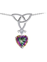 Celtic Love by Kelly Love Knot Pendant with 8mm Heart Shape Rainbow Mystic Topaz in 925 Sterling Silver