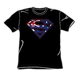 Superman - Australian Shield - Adult Black S/S T-Shirt - Sa For Men