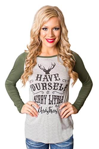 ABD Women's Christmas Letter Reindeer Print Long Sleeve Pullover Shirt Top Tees