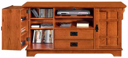 Craftsman 26 "Wide h - TV with Media Storage Doors, 26.5" Hx53 "W, Dark Oak Stand