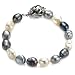 Sterling Silver 10-11mm Dyed Black & Gray Free-Form Pearl Bracelet, 7.75"