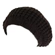 New Crochet Beret Tam Chunky Knit Slouch Lurex Hat Brown Medium Large