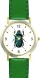 Japanese Beetle Insect - Animal - WATCHBUDDY&reg; DELUXE TWO-TONE THEME WATCH - Arabic Numbers - Green Leather Strap-Size-Children's Size-Small ( Boy's Size & Girl's Size )