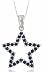 10k White Gold, September Birthstone, Lab Created Blue Sapphire Star Pendant, 18"