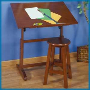 Studio-Designs-Creative-Table-and-Stool-Set-walnut-table-stool
