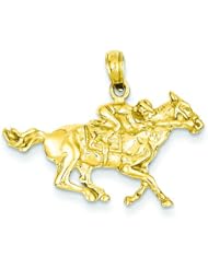 14K Gold Jockey on Horse Pendant Jewelry FindingKing