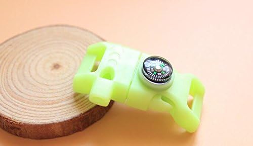 6 Pics Whistle Buckle Compass, 1/2" Whistle Buckles w/ Flint Fire Starter &amp; Striker for Paracord Bracelet Outdoor, Night Light