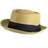 New Braid Structured Porkpie Fedora Striped Band Top Hat * Medium - Large