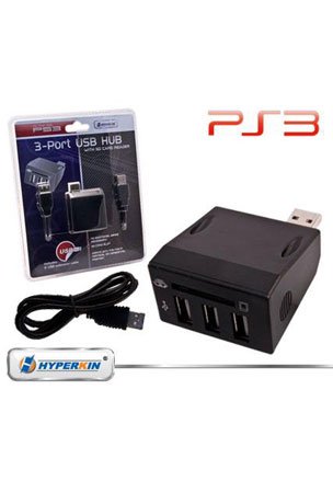 PS3 3-Port USB Hub Controller Expander with SD Card Reader