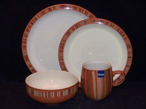 Denby Fire Stripes Four 4 Pc Casual Setting(s)