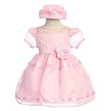 Pink Easter Dresses with Organza Flower Applique and embroidery (12 months - 3T)