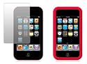 MaryCom Doppel Pack Silikon Case Weichschale Hülle Tasche für Apple iPod Touch2 Touch3 in Schwarz und Rot 8GB, 16GB, 32GB, 64GB + Gratis Displayschutzfolie / Silicon SR T3