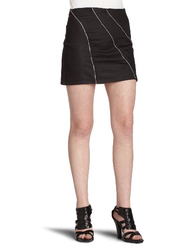 Necessary Objects Junior's Satin Denim Mini Skirt,Navy,X-Small