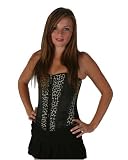Victorian Vintage Sexy Leopard Black Satin Strapless Steel Boned Overbust Corset Back Lacing waist Cincher LVG9054
