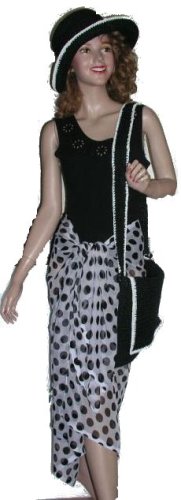 White & Black Polka Dot Chiffon Swimsuit Sarong Pareo Cover up