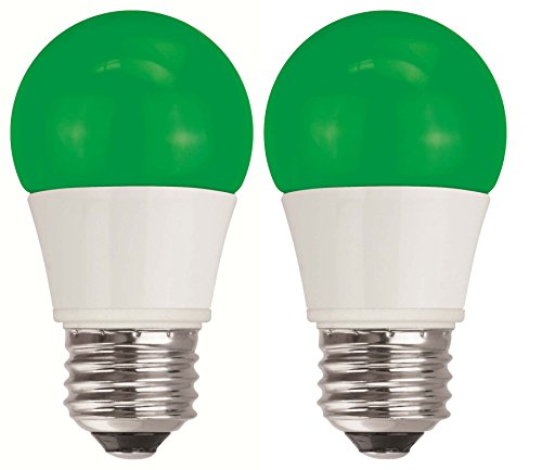 TCP 40 Watt Equivalent 2-pack, Green LED A15 Regular Shaped Light Bulbs, Non-Dimmable RLAS155WGR236