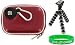 Hard Carrying Case (Candy Red) and Premium Tripod for Kodak Zx1 HD Pocket Video Camera Red