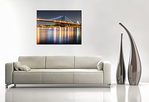 Stretched Canvas Print MANHATTAN BRIDGE LIGHTS New York Cityscape Wall Art e4360