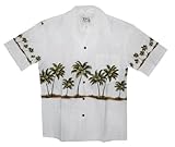 HAWAIIAN MEN'S PALM TREES ALOHA SHIRT, 3XL, WHITE