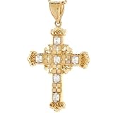 10k Gold Diamond Cut Celtic Cross Religious CZ Charm Pendant