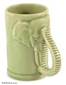 Celadon ceramic mug, 'Morning Trumpet' (medium)
