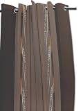 VOILAGE A OEILLETS 140x250 cm KENYA CHOCOLAT INFROISSABLE, Oeillets m&eacute;tal