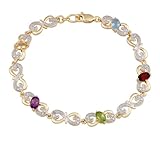 41tSgRHdy2L. SL160  18k Yellow Gold Plated Sterling Silver Multi Gemstone Heart Bracelet, 7.25 Reviews