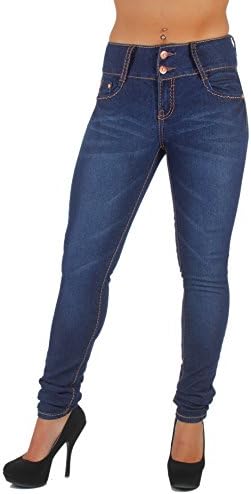 Style K014SK- Colombian Design, Mid Waist, Butt Lift, Levanta Cola, Skinny Jeans in Dark Blue Size 7