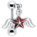 Nautical Red and Black Star with Wings Dangle Eyebrow Ring