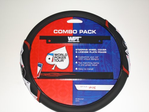 World Poker Tour Steering Wheel Cover & Plate Frame Combo
