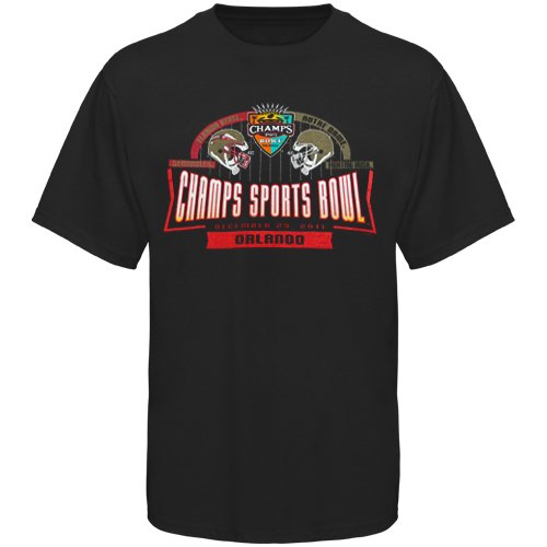 Florida State Seminoles (FSU) vs. Notre Dame Fighting Irish 2011 Champs Sports Bowl Bound T-Shirt - Black (Small)