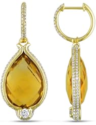 14k Yellow Gold Citrine and Diamond Earrings (1.1 cttw, G-H Color, I1-I2 Clarity)